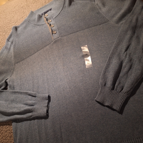 Club Room Men's Ribbed Four-Button Sweater, Blue Wing Hthr, Size XL NWT - Picture 4 of 16